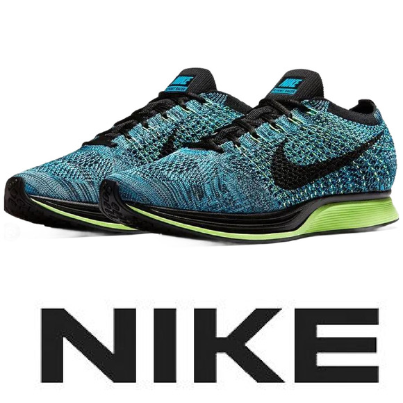 Nike Blue Lagoon Flyknit Racing Running Athletic Shoes Men's Sz 12 526628-401 - Picture 1 of 10